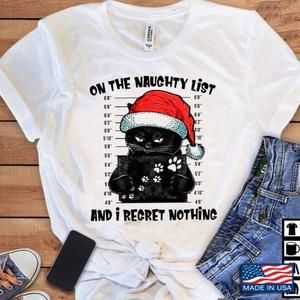 Black Cat Christmas On The Naughty List Shirt
